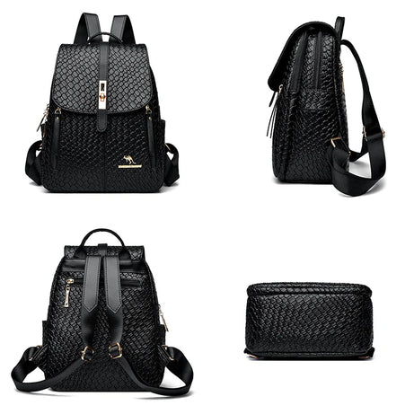 Sac à Main et à Dos Femme Élégant Simili Noir