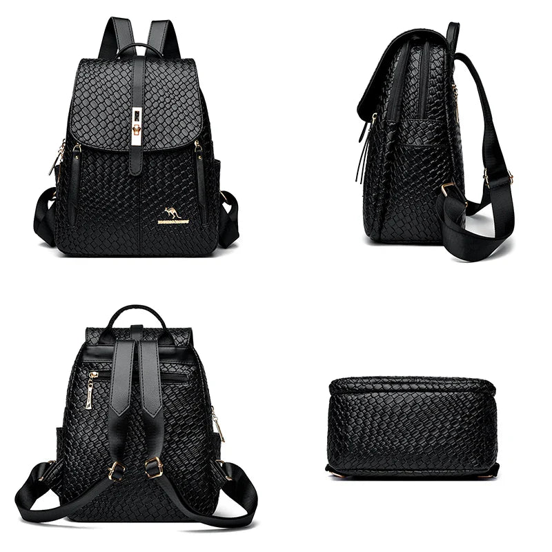 Sac à Main et à Dos Femme Élégant Simili Noir