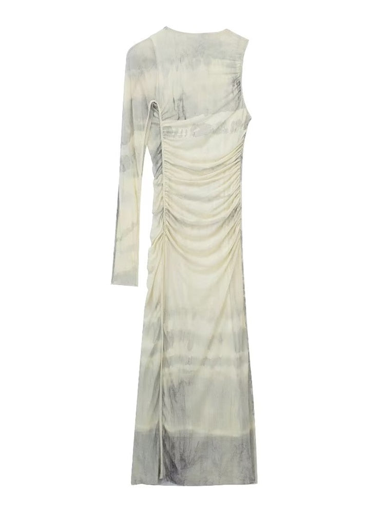 Olga - Robe soirée Midi asymétrique en Tulle pour femmes