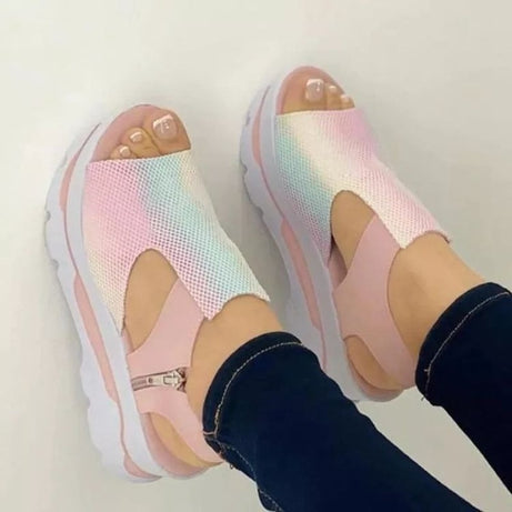 Plateausandalen mit Keilabsatz, Übergröße, lässig für Damen – Zoomy