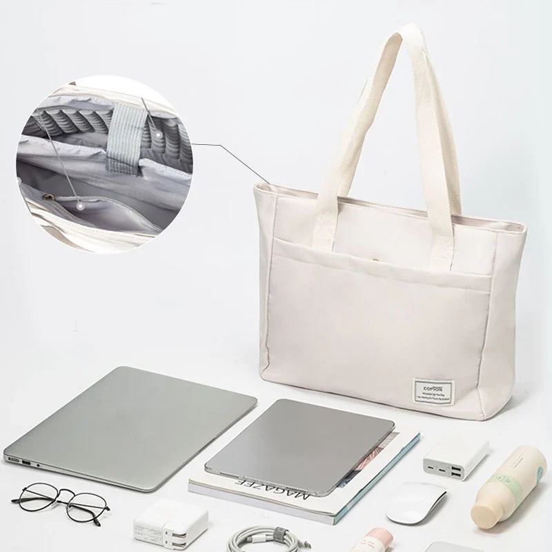 Sac Ordinateur Femme Blanc en Toile