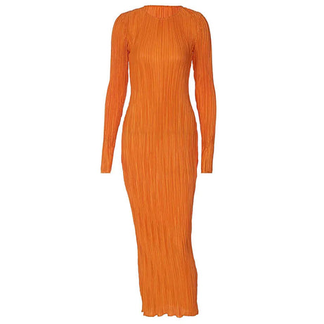 Sandrine – Langes Damen-Abendkleid mit ausgestellten Ärmeln und Rundhalsausschnitt für Damen