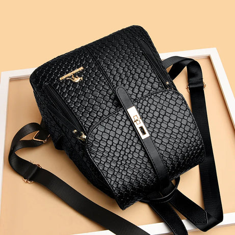 Sac à Main et à Dos Femme Élégant Simili Noir