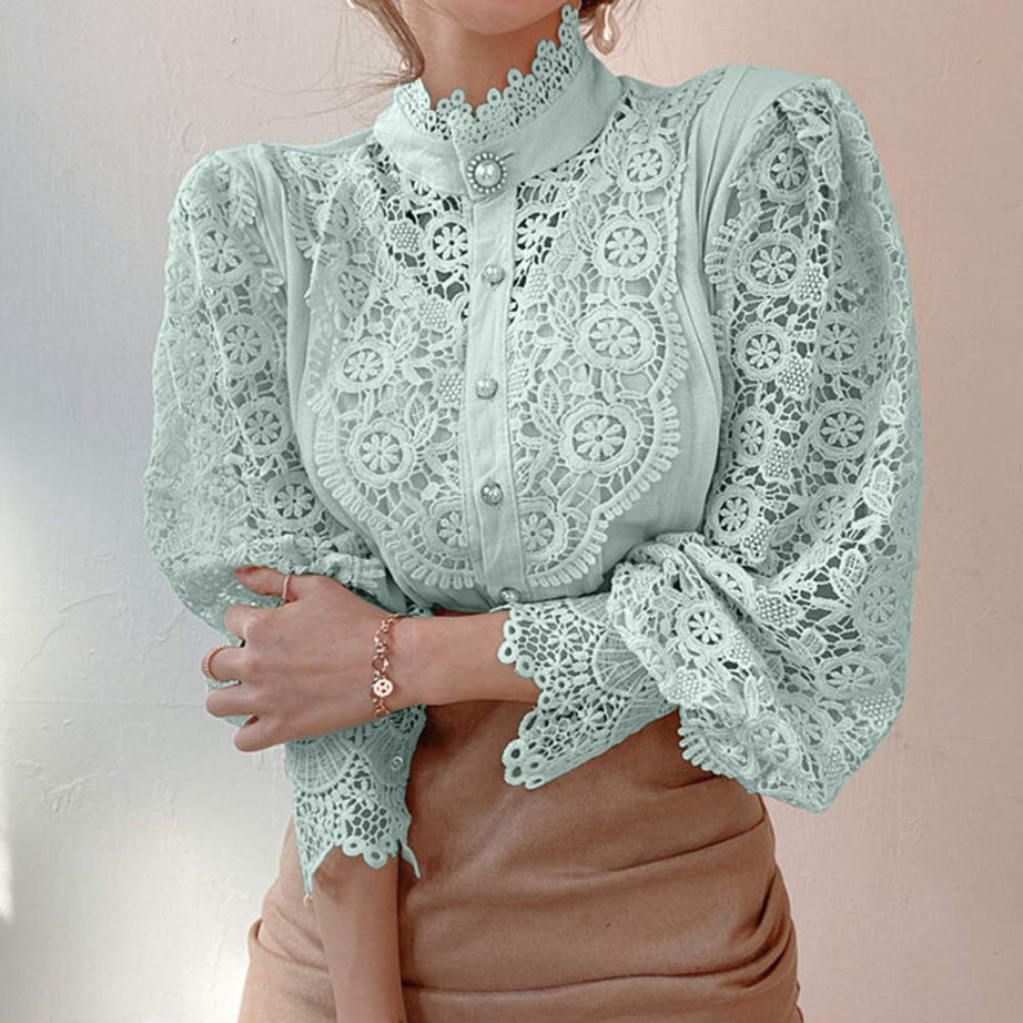Embroidered lace blouse for women