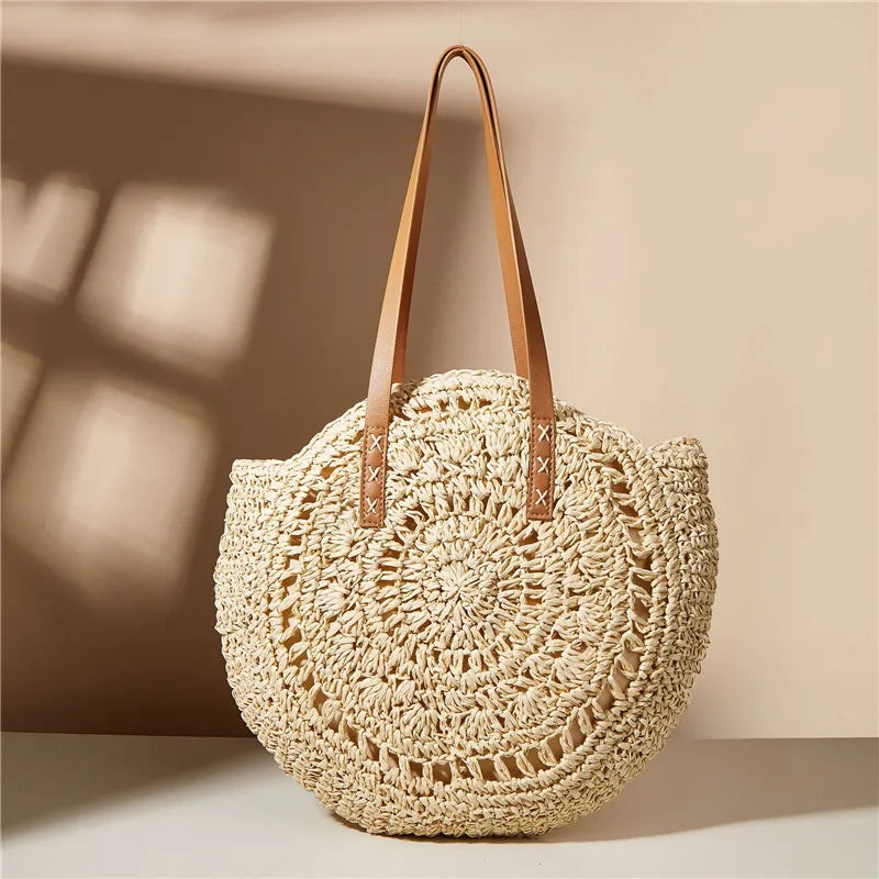 Sac à main paille rond
