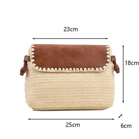 Sac en Paille Marron et Beige à Bandoulière