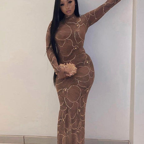 Nicarda – Langärmliges, transparentes Maxi-Abendkleid für Damen