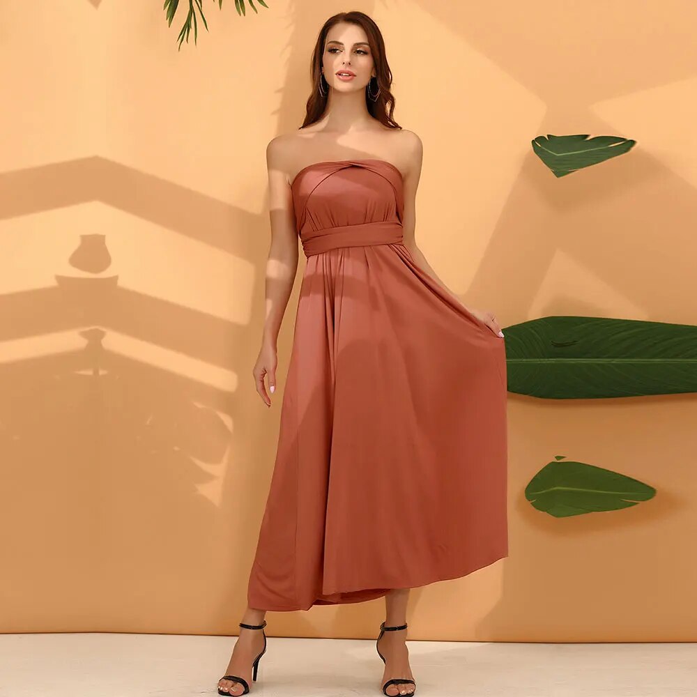 Rotes langes Kleid im Boho-Stil für Damen