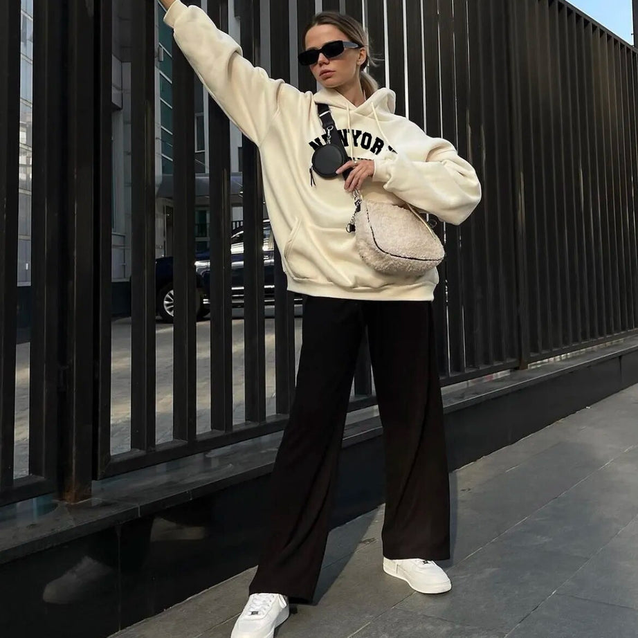 Damen-Kapuzenpullover aus Polyester mit langen Ärmeln