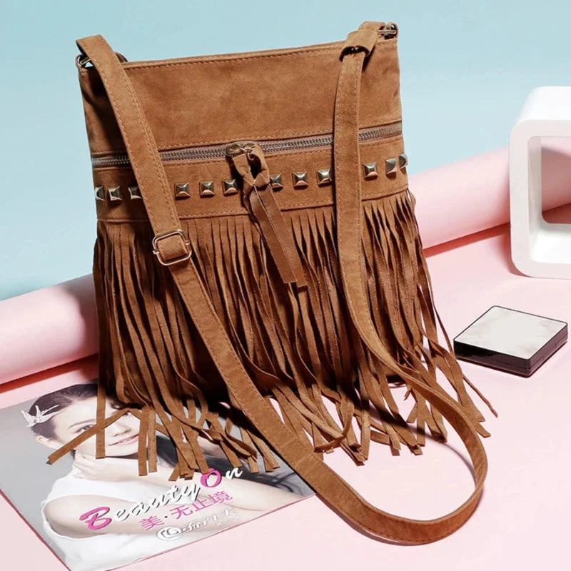 Sac Bandoulière Femme en Simili Suédine Marron