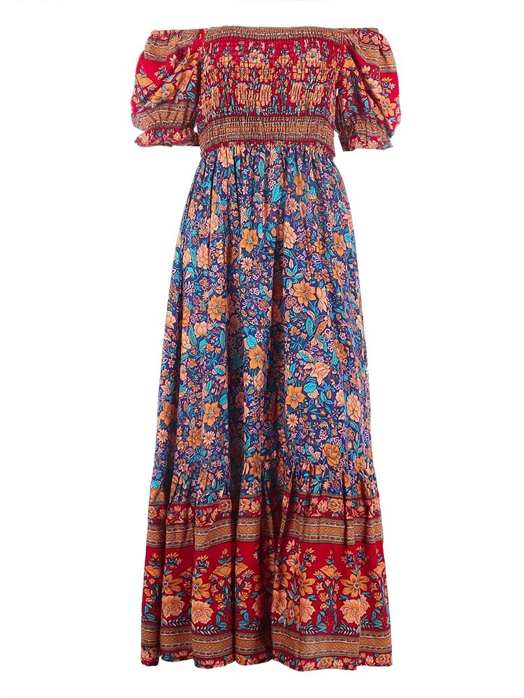 Robe bohème plissée à imprimé Floral pour Femmes Ello