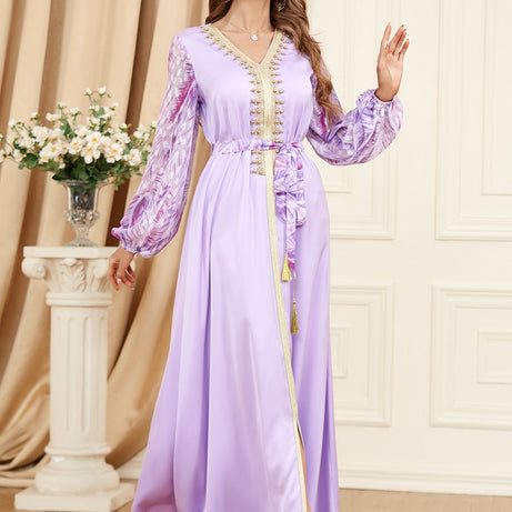 Caftan marocain Fleur de Jasmin - Violet