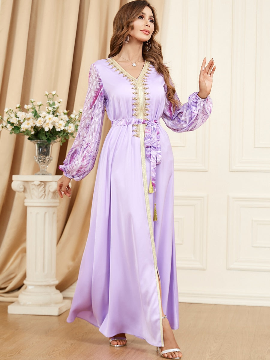 Caftan marocain Fleur de Jasmin - Violet
