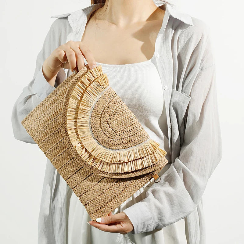 Sac Tricoté en Paille avec Bandoulière