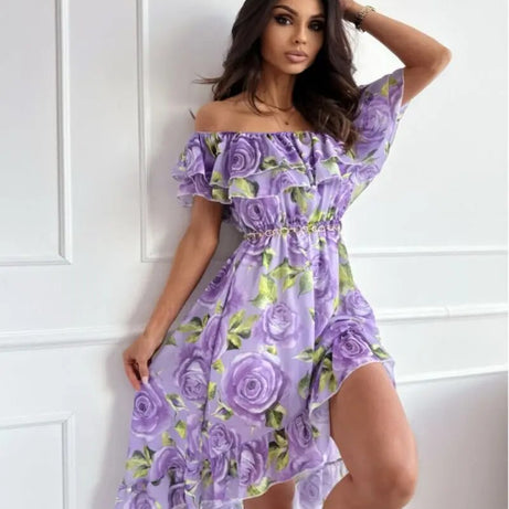 Elegantes Bohemian-Kleid mit Blumendruck für Damen
