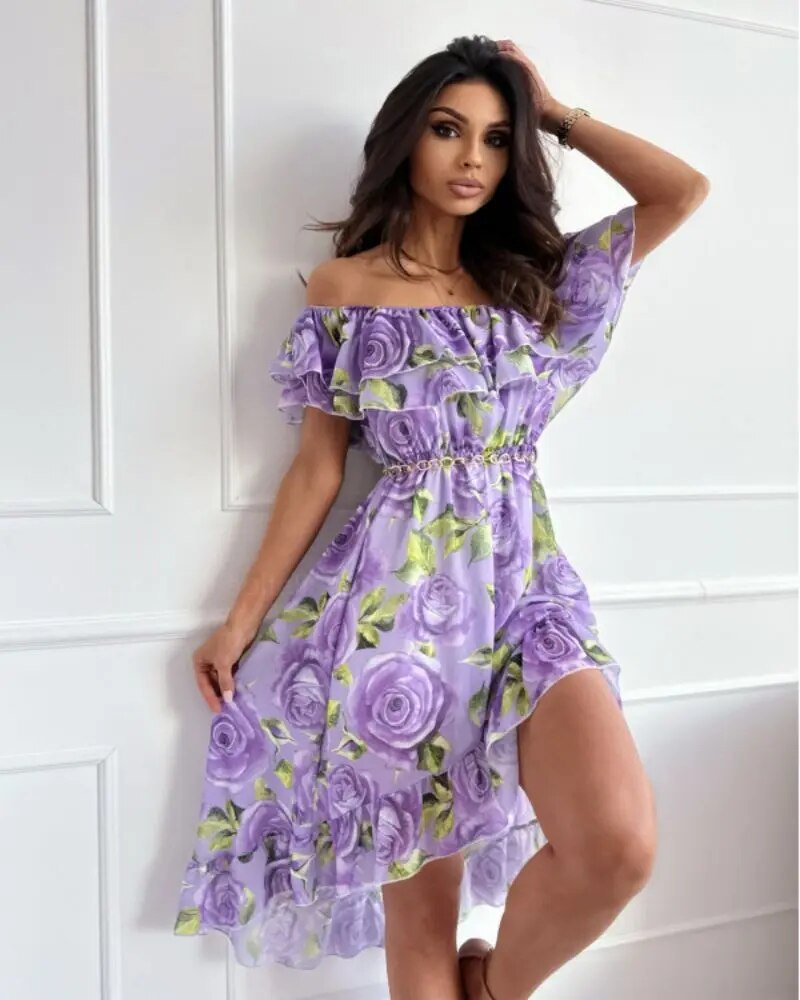 Elegantes Bohemian-Kleid mit Blumendruck für Damen