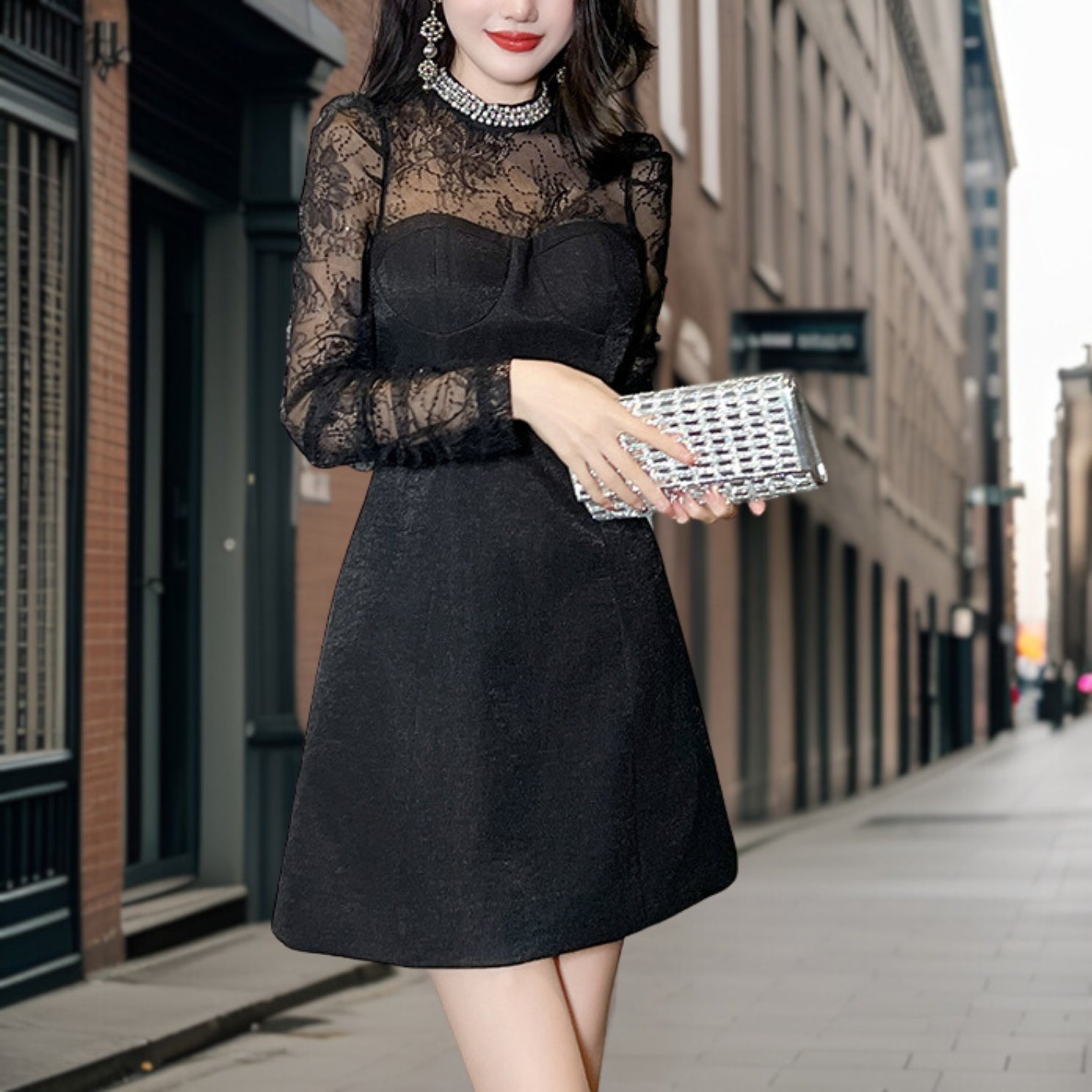 Mariella – Elegantes schwarzes Abendkleid in A-Linie