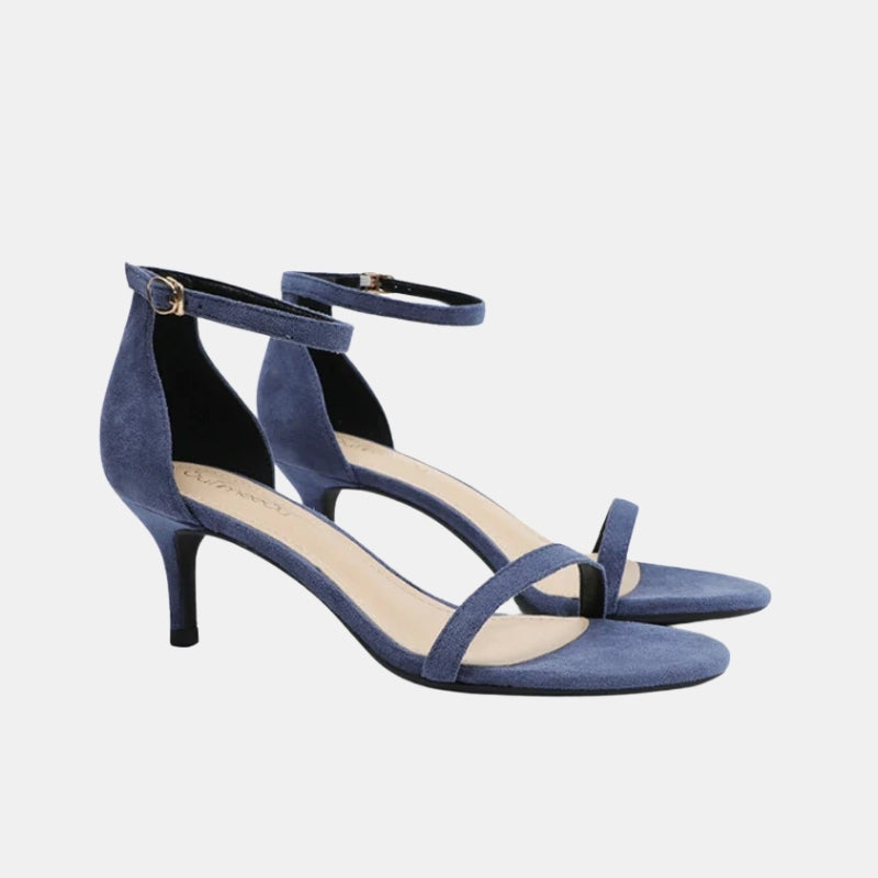 Sandale Bleu Marine Élégante à Talon avec Fermeture à Boucle
