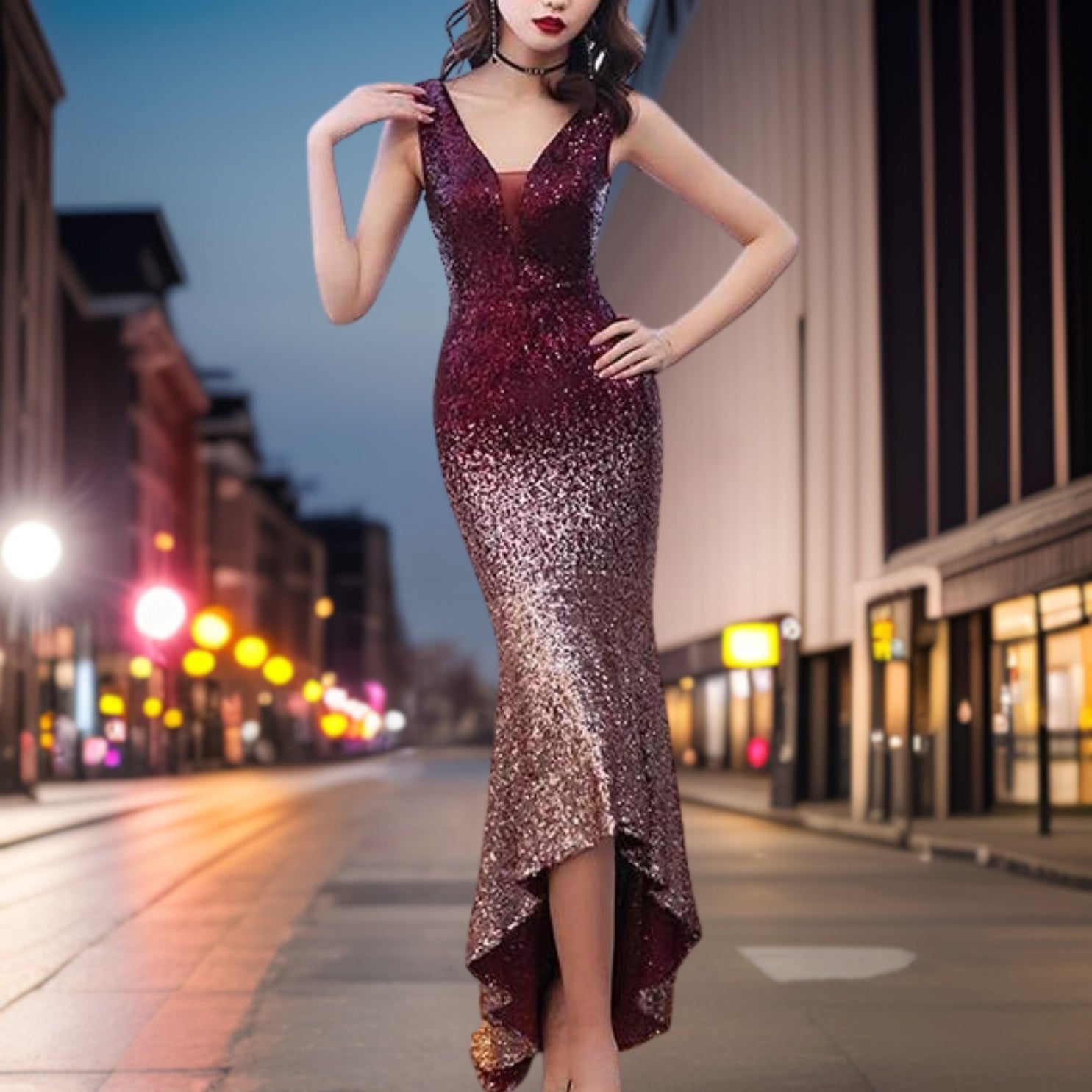 Petronelle - Robe de soirée slim fit en tissu de haute qualité