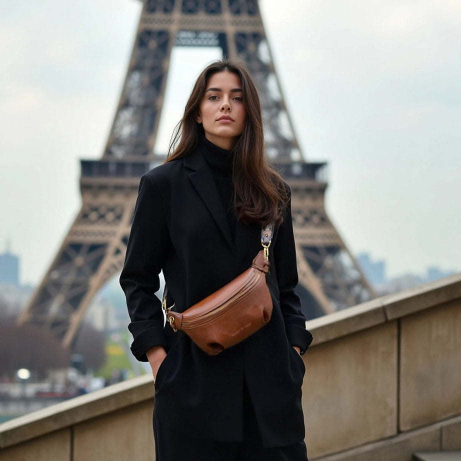 Sac à main banane femme cuir vintage
