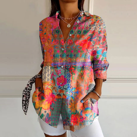 Blouse Boho Floral - Manches Longues - Élégante et Légère