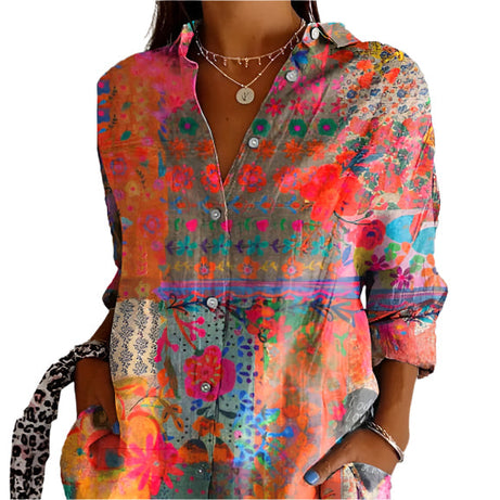 Blouse Boho Floral - Manches Longues - Élégante et Légère