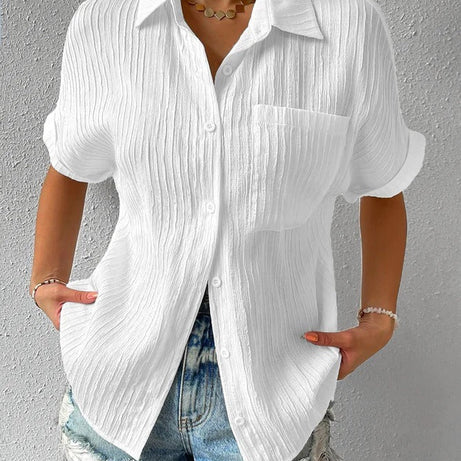 Blouse Décontractée Col Chemise - Style Confortable et Élégant
