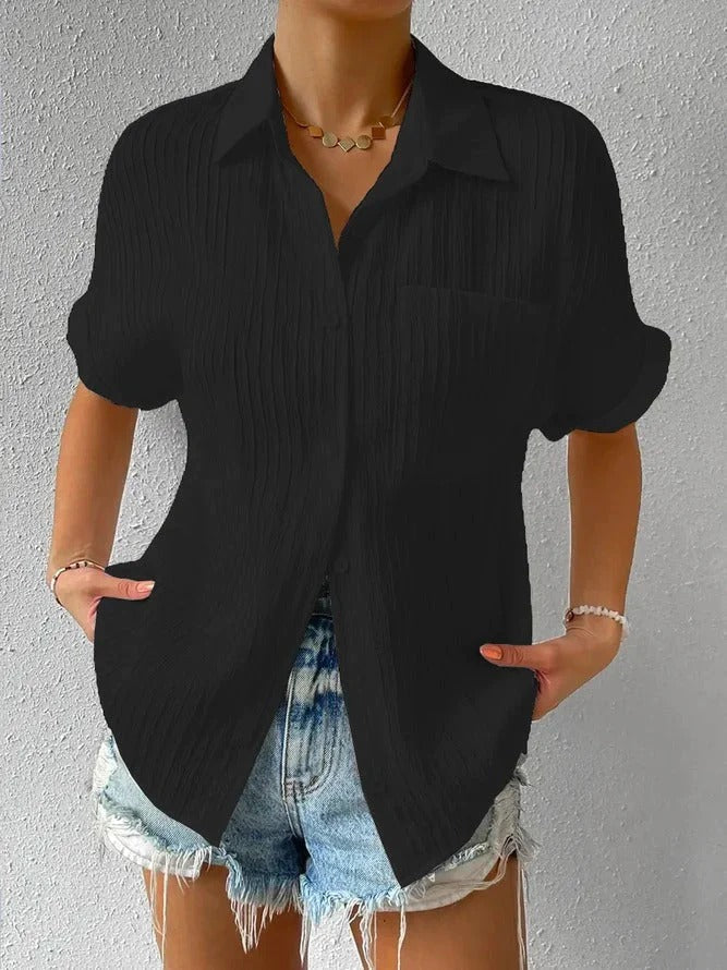 Blouse Décontractée Col Chemise - Style Confortable et Élégant