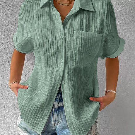Blouse Décontractée Col Chemise - Style Confortable et Élégant