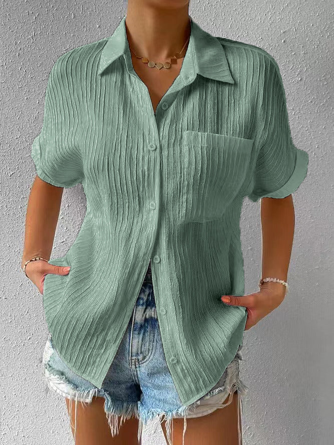 Blouse Décontractée Col Chemise - Style Confortable et Élégant