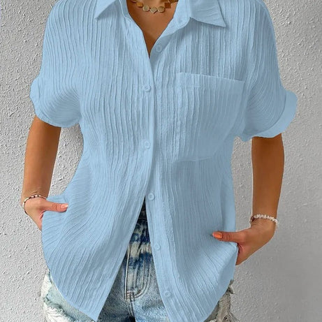 Blouse Décontractée Col Chemise - Style Confortable et Élégant