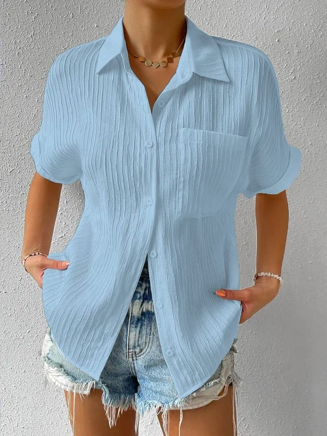 Blouse Décontractée Col Chemise - Style Confortable et Élégant