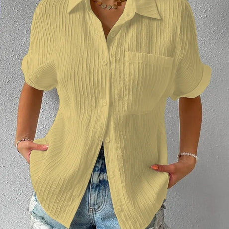 Blouse Décontractée Col Chemise - Style Confortable et Élégant