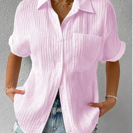 Blouse Décontractée Col Chemise - Style Confortable et Élégant