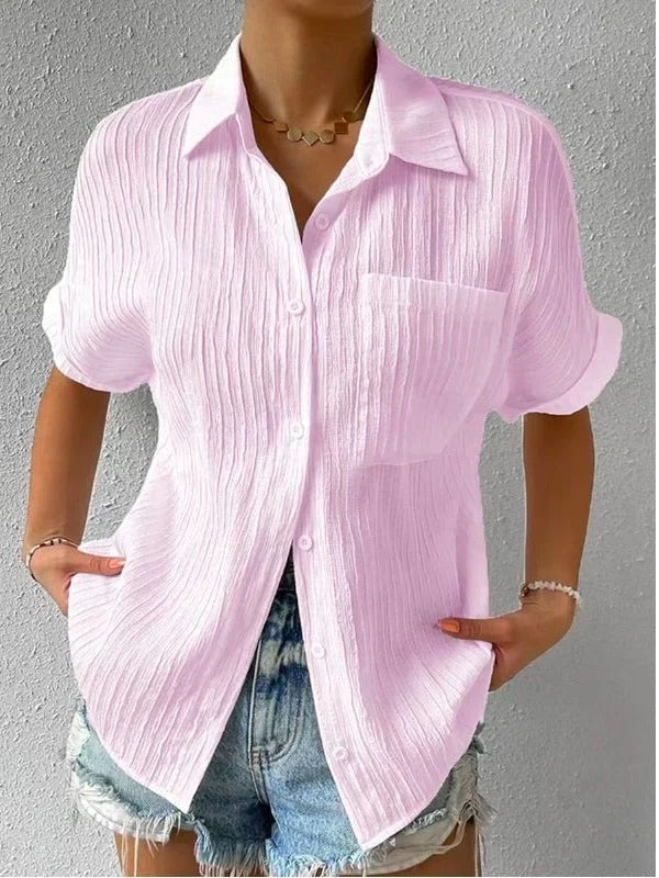 Blouse Décontractée Col Chemise - Style Confortable et Élégant