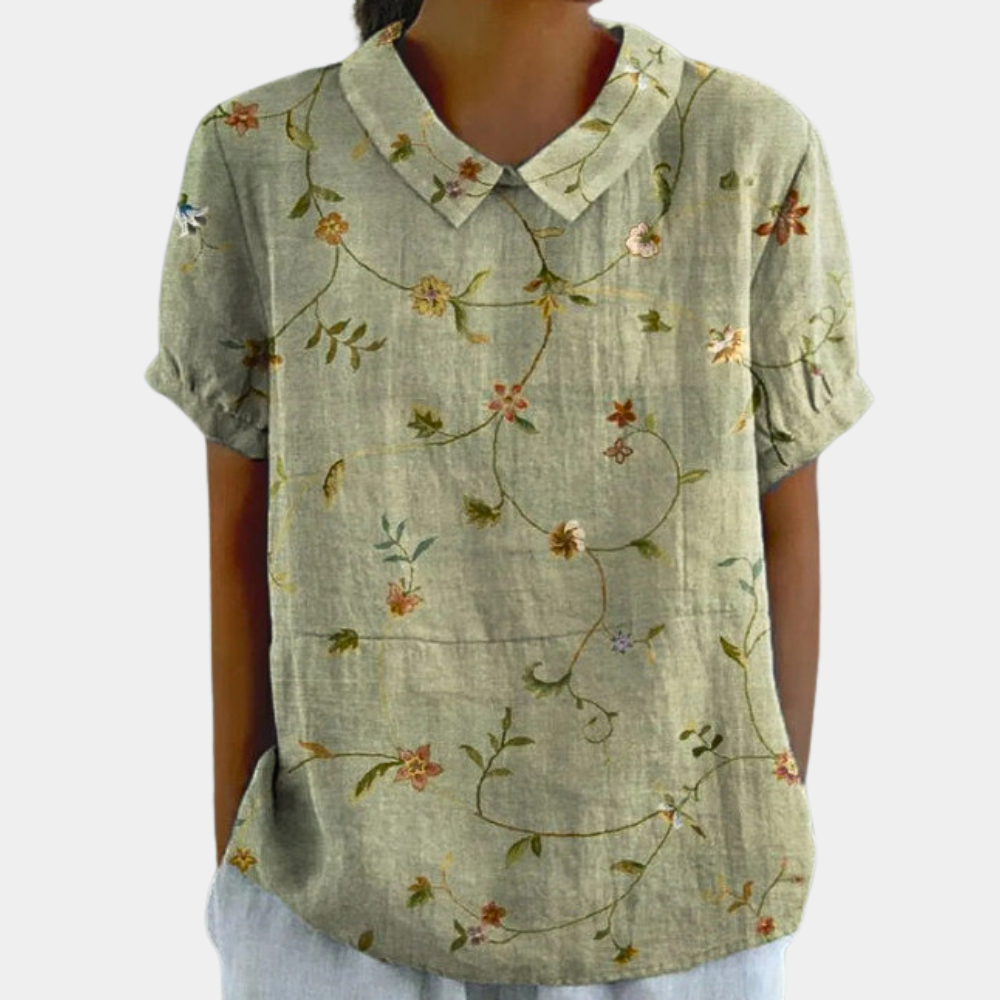 Blouse Bruna Femme - Manches Courtes | Imprimé Fleuri Pastoral