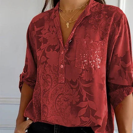 Blouse à manches longues florale femme - Été | Élégance Décontractée