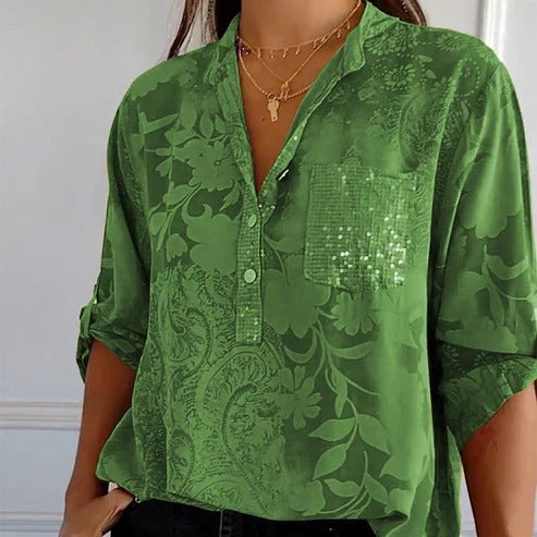 Blouse à manches longues florale femme - Été | Élégance Décontractée