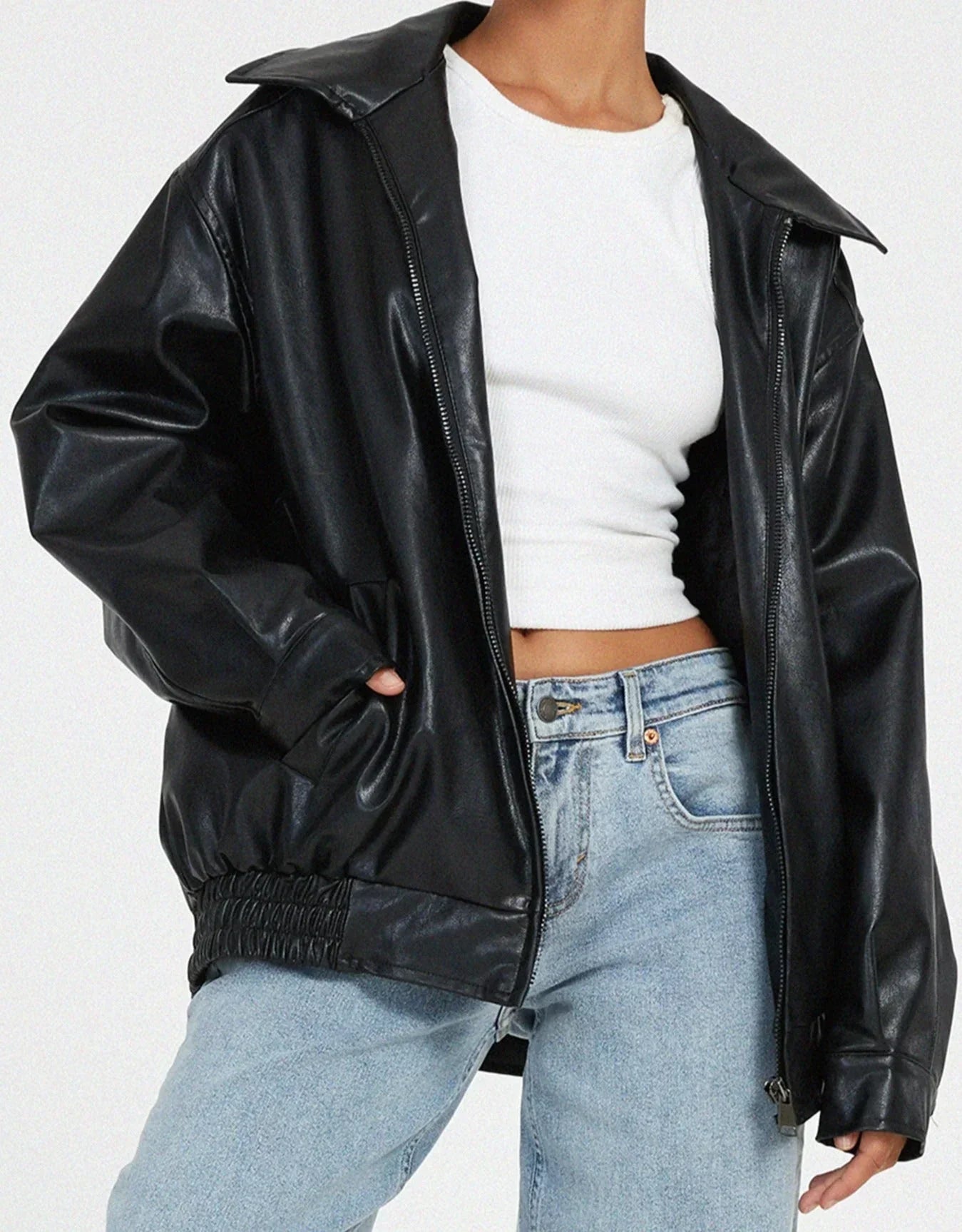 Blouson femme style motard en similicuir