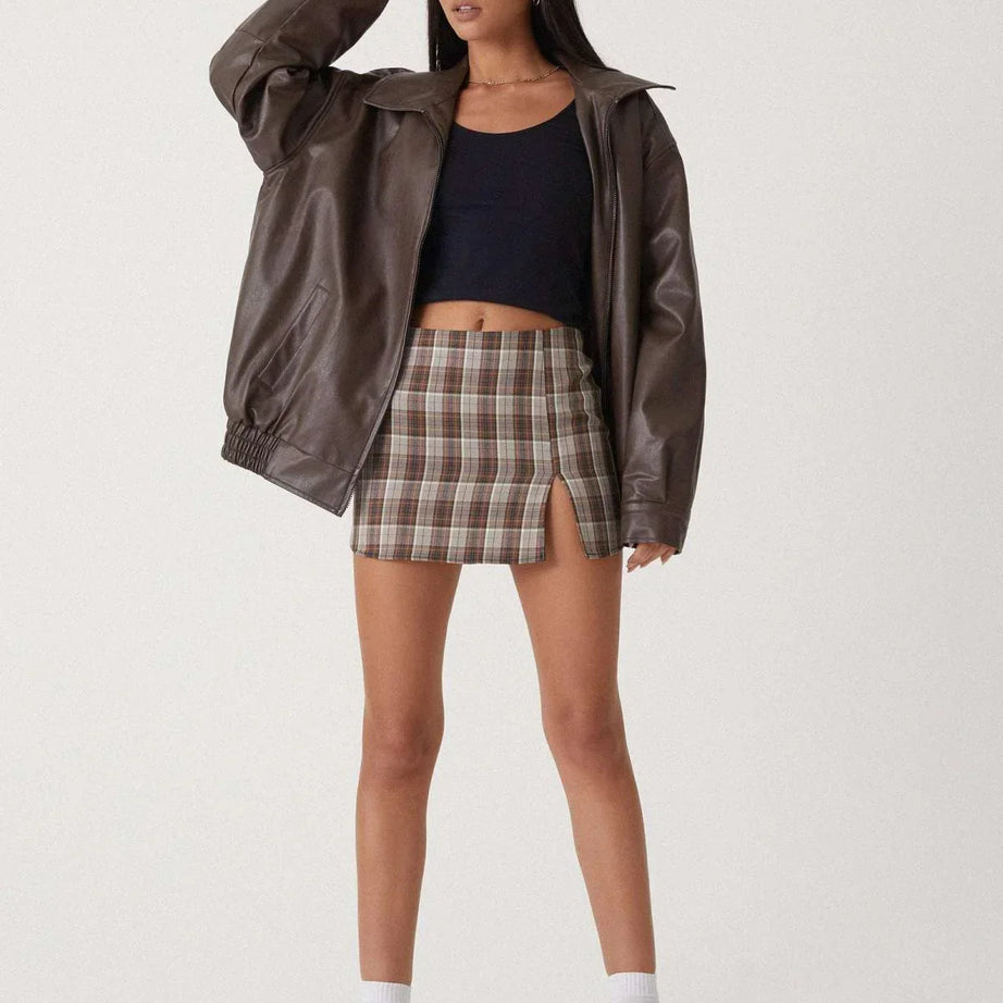 Blouson femme style motard en similicuir