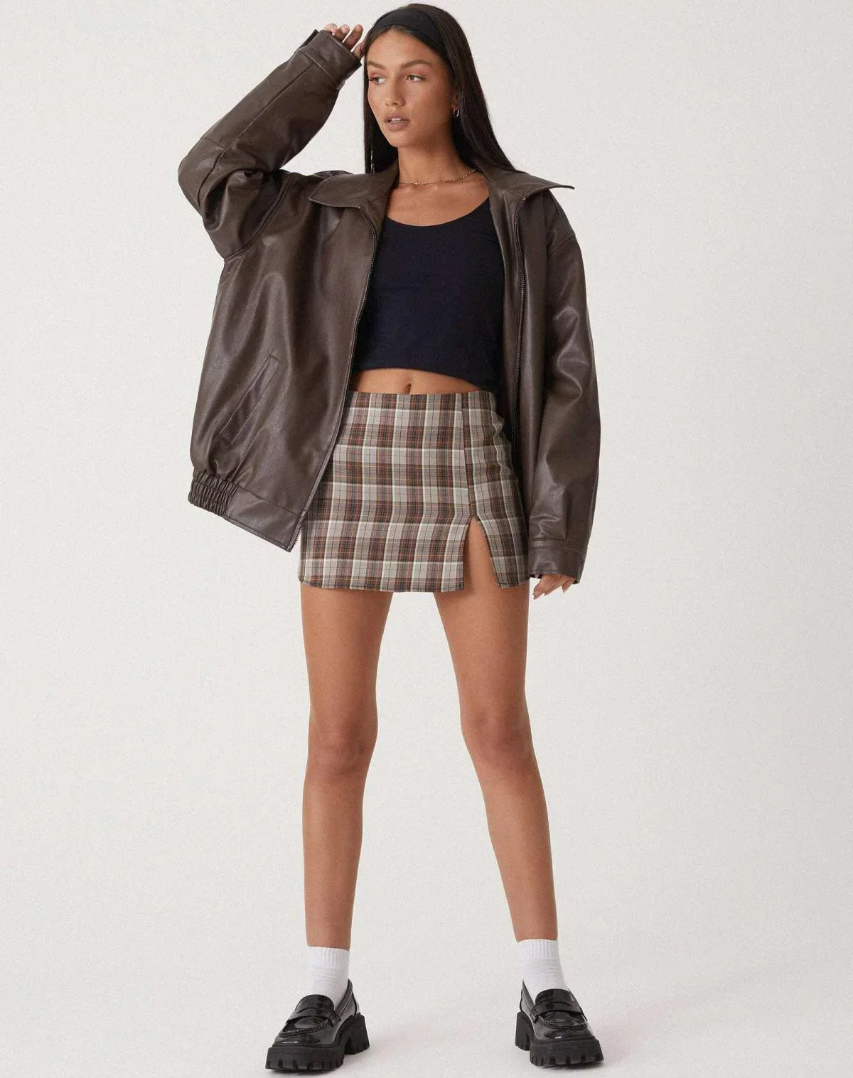 Blouson femme style motard en similicuir