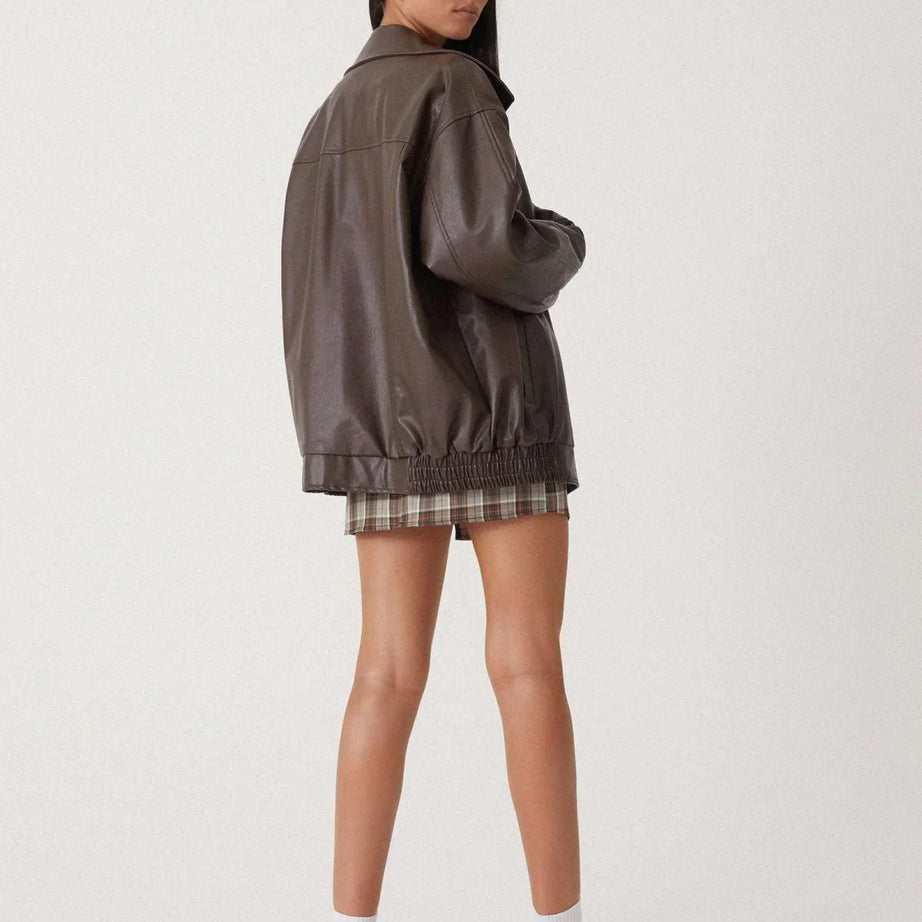 Blouson femme style motard en similicuir