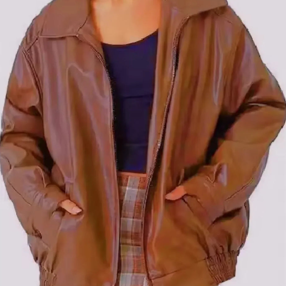 Blouson femme style motard en similicuir