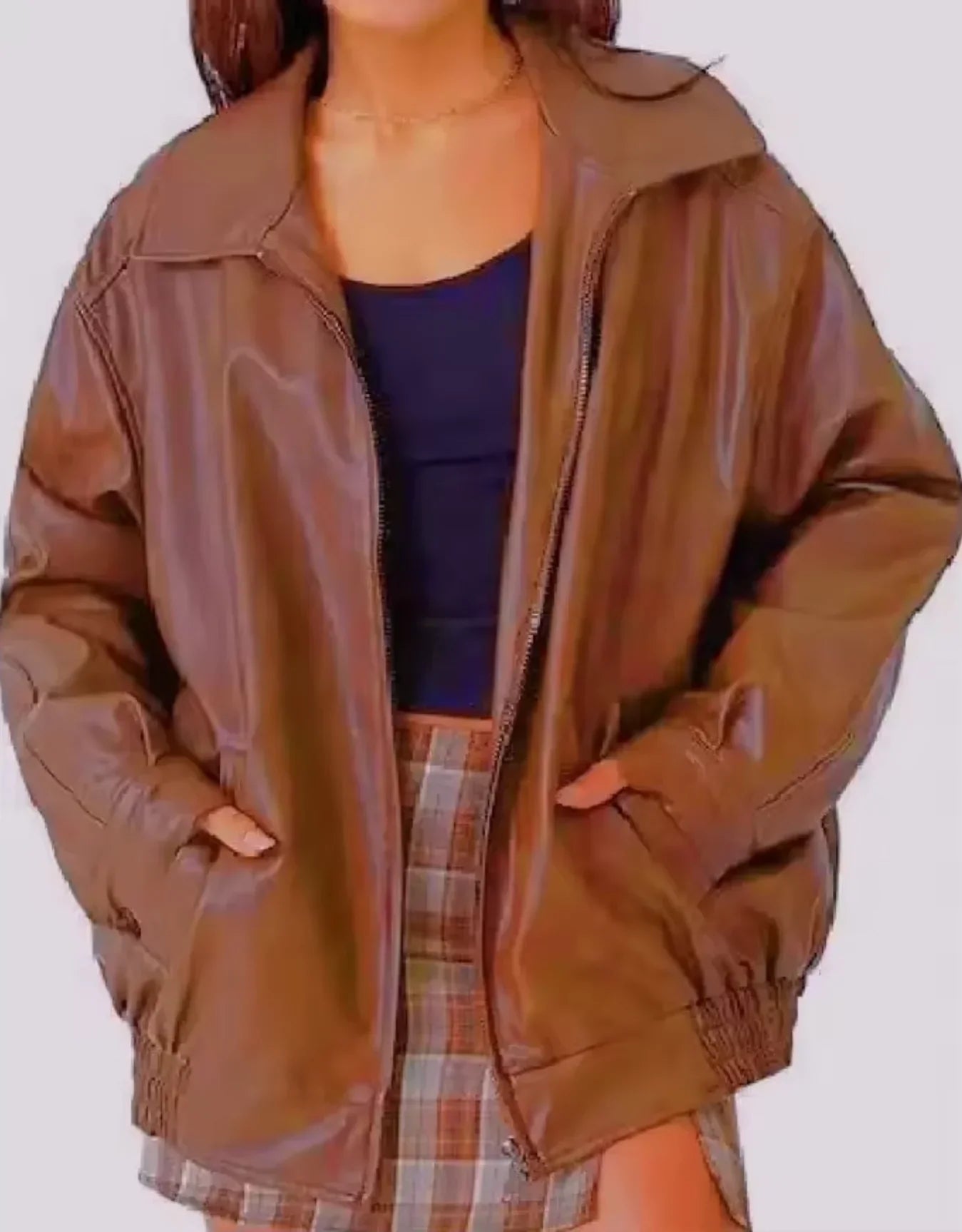 Blouson femme style motard en similicuir
