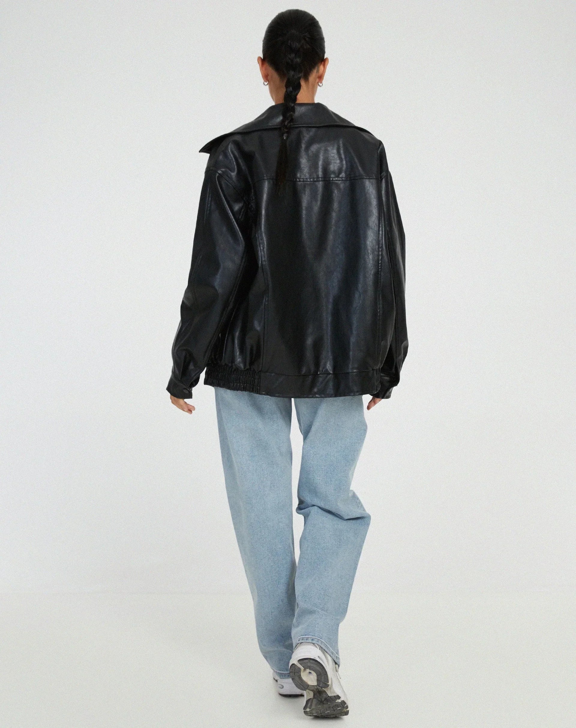 Blouson femme style motard en similicuir