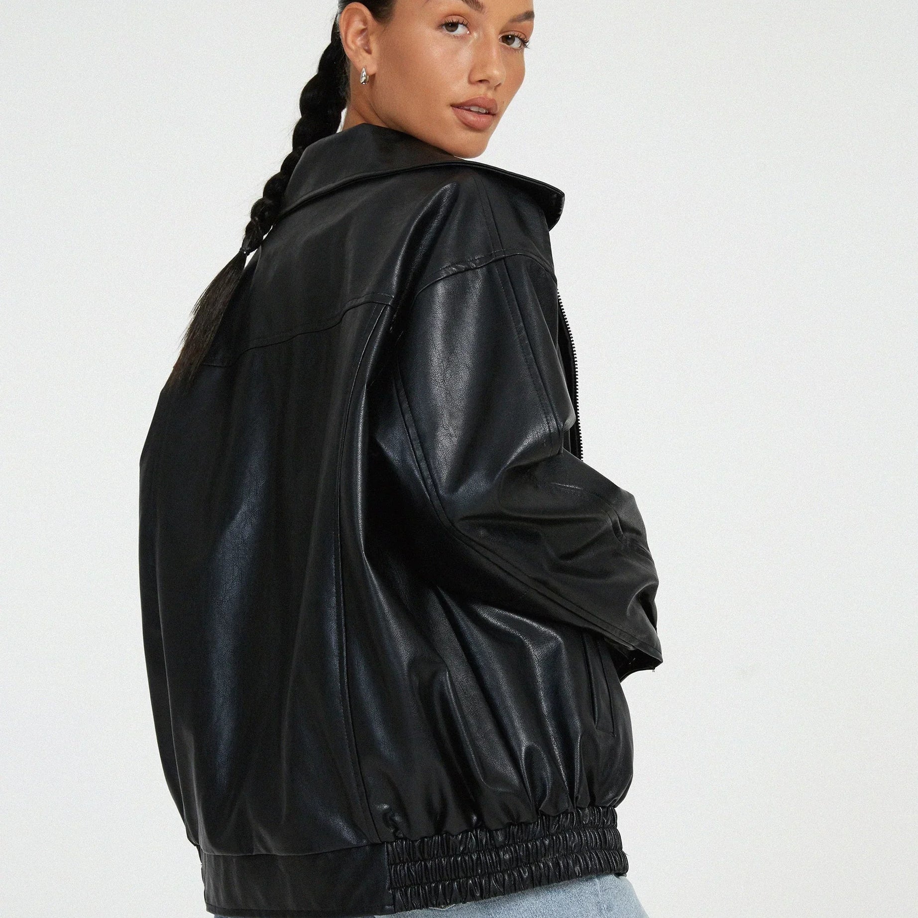 Blouson femme style motard en similicuir