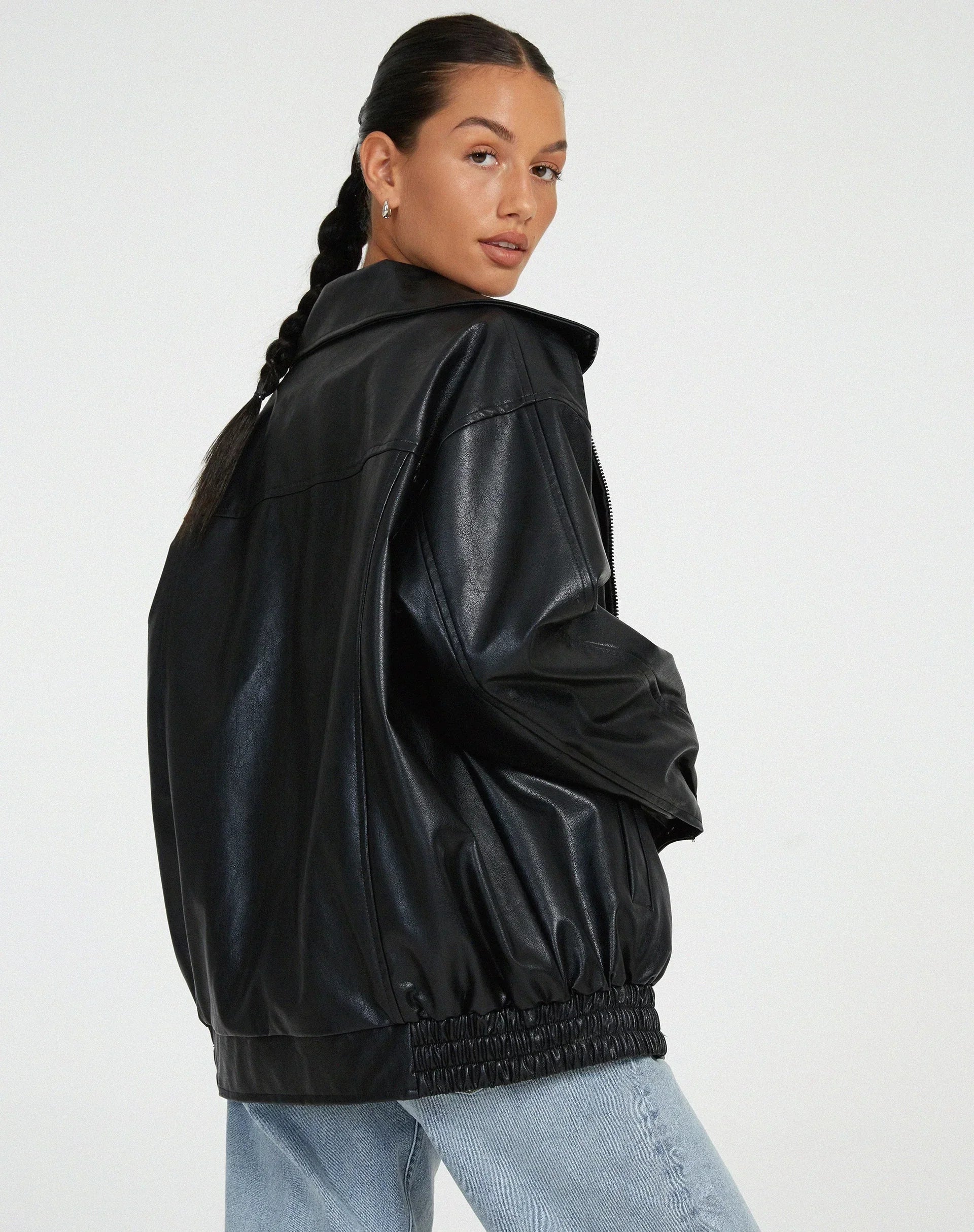 Blouson femme style motard en similicuir