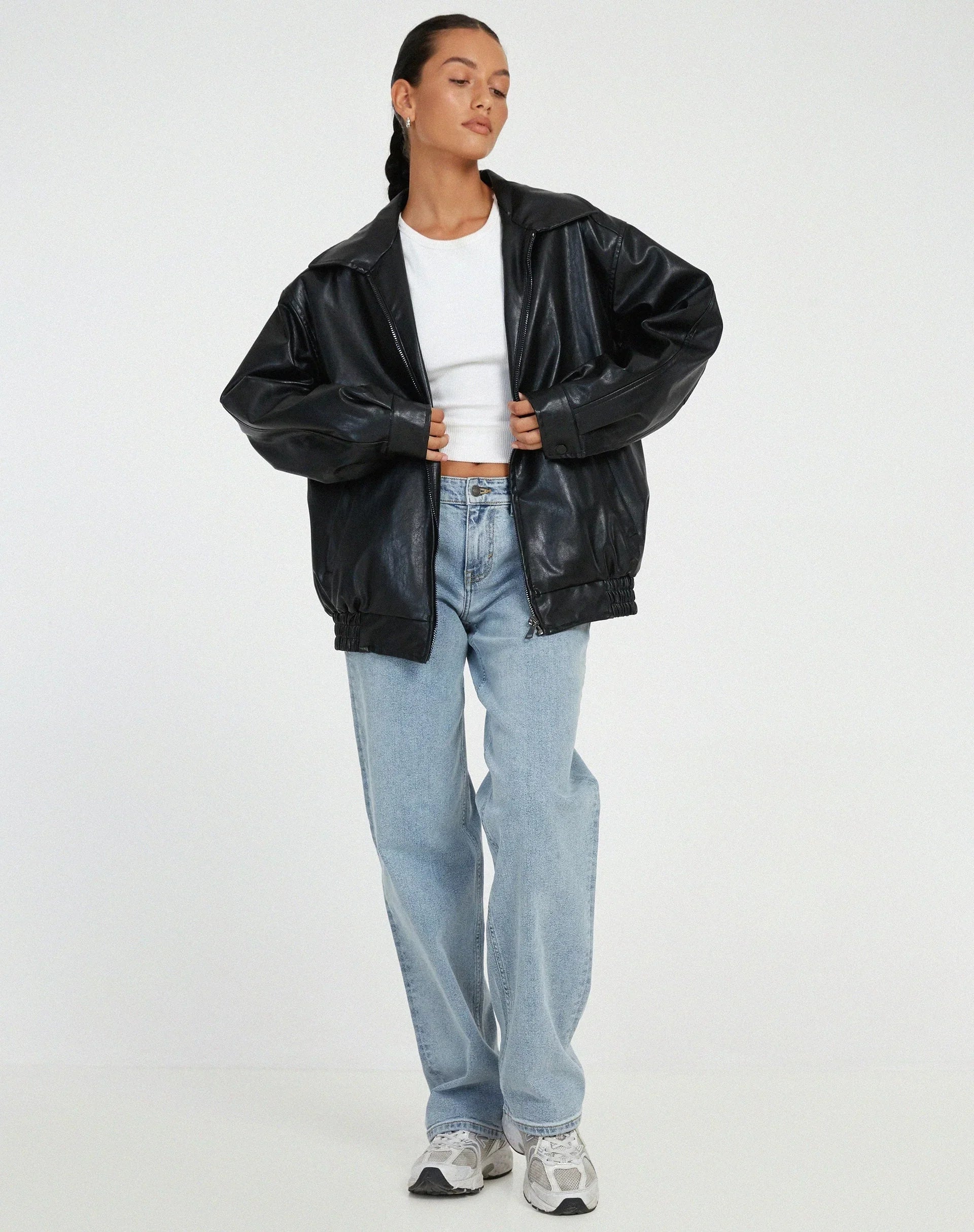 Blouson femme style motard en similicuir