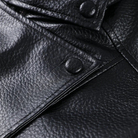 Veste noire pour femme en simili cuir avec col montant | coupe loose zippée