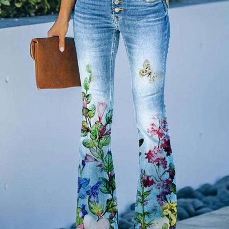 Oayama | Jeans fleuris tendance pour femmes